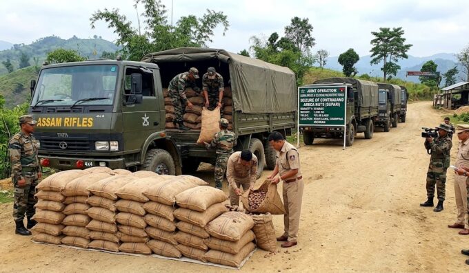 Assam Rifles and Customs Seize 7,840 kg of Areca Nuts in Mizoram
